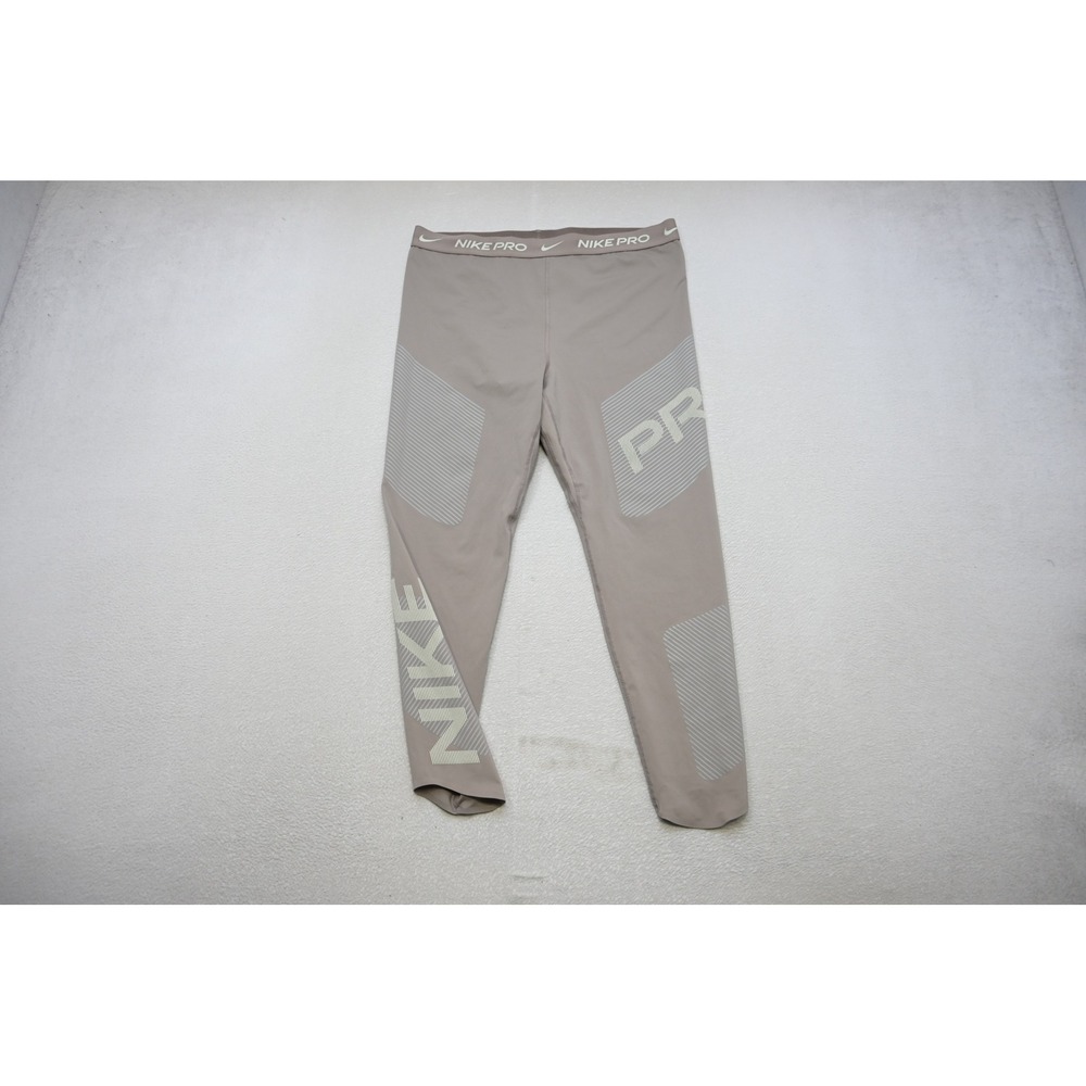 Nike Pro Leggings Womens XL Taupe Graphic Compression Athletic Excellent